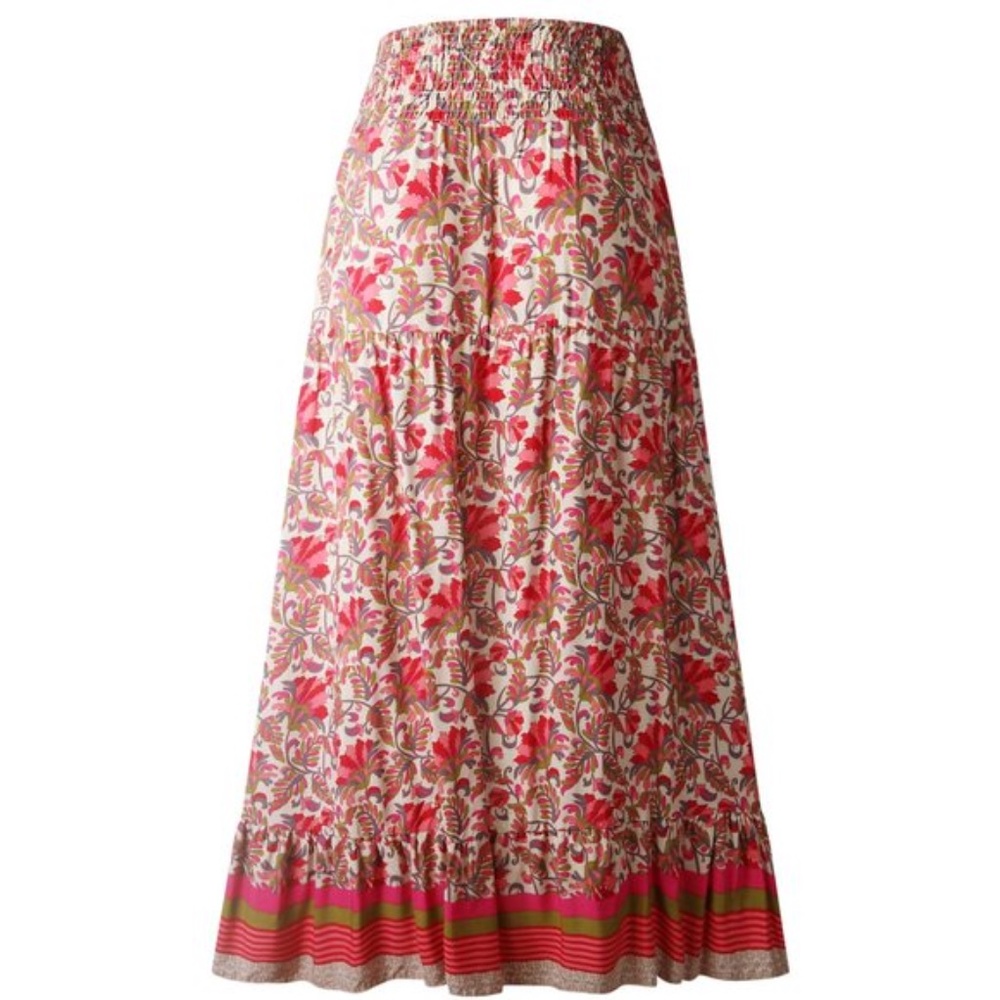 Boho Floral print High Low Ruffle Hem Maxi Skirt - Picture 4 of 4